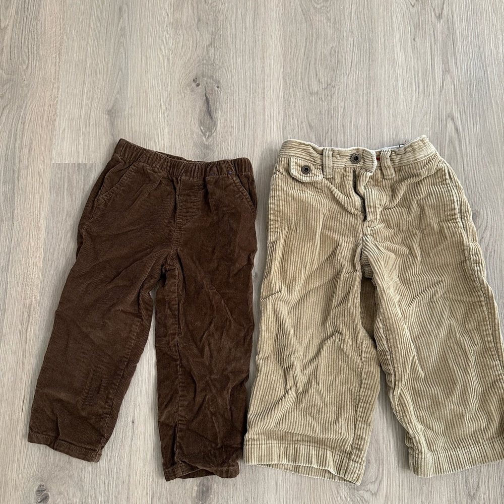 Kids Corduroy Pants Set - Brown and Tan